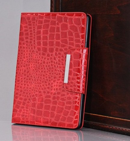 Crocodile Pattern Leather Case in RED
