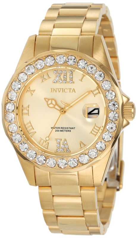 Invicta Women's 15252 Pro Diver Gold Dial Gold Plated Stainless Steel Watch