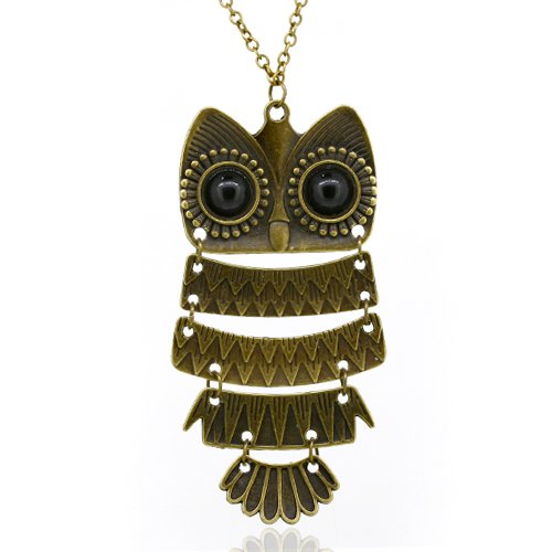 Owl Pendant Long Chain Necklace