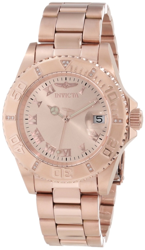 Rose Dial Diamond Accented Watch