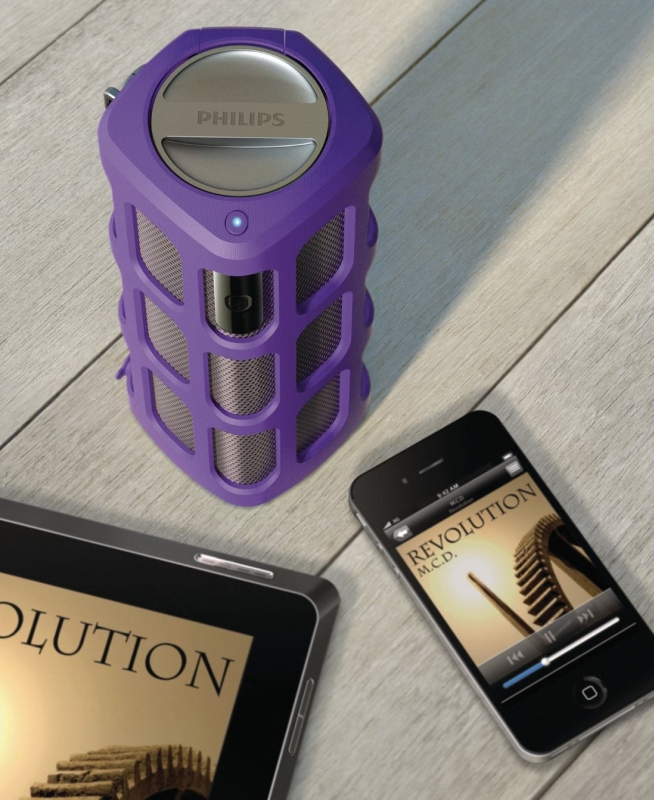 Wireless Portable Bluetooth Speaker with Built-In Mic (Purple)