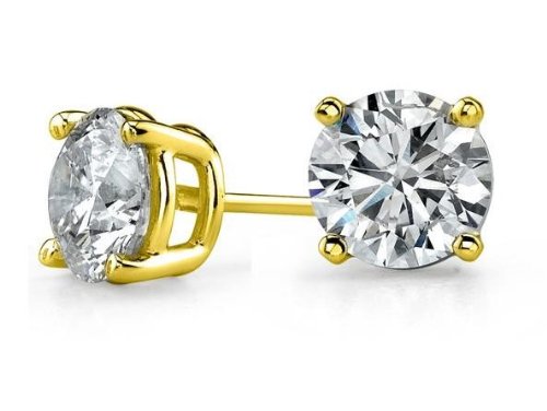 Zirconia 925 Sterling Silver Gold Plated Overlay Stud Earrings