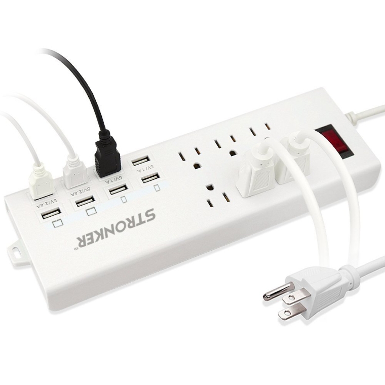 6-Outlet HomeOffice Surge Protector With 8 USB Charging Ports