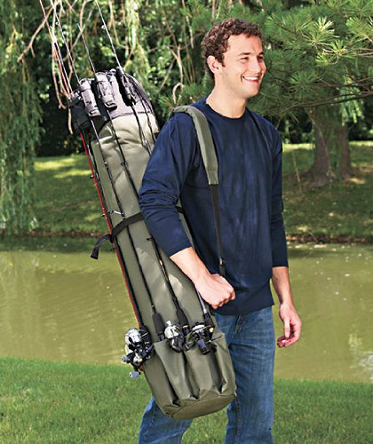 Heavy Duty Fishing Rod & Reel Organizer Bag Travel Carry Case