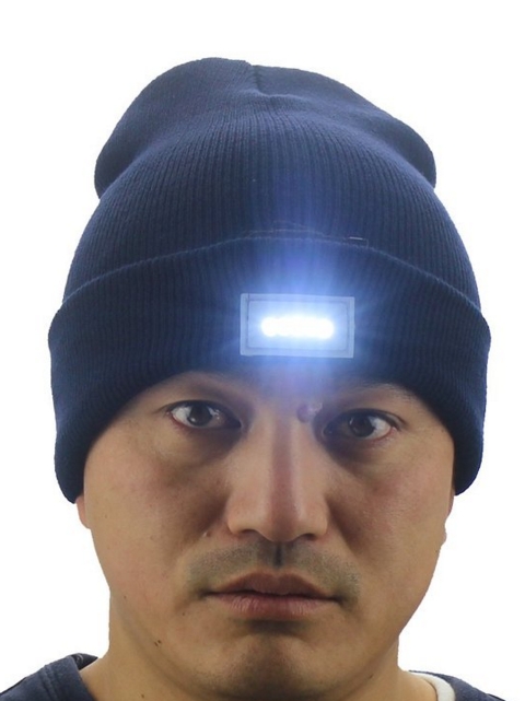 5 LED Lighted Night Fishing Camping Hunting Hiking ON-OFF Knitted Beanie Hat Cap