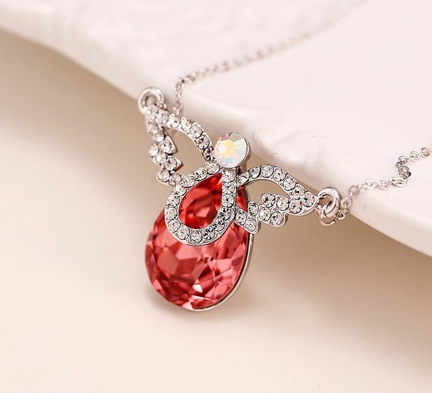 Austrian Crystals Wings of Angel Charm Pendant Necklace