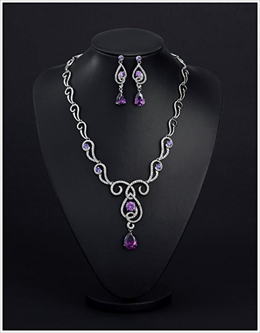 Zirconia Made with Swarovski Elements Teardrop Jewelry Set Necklace Earrings Christmas Gifts