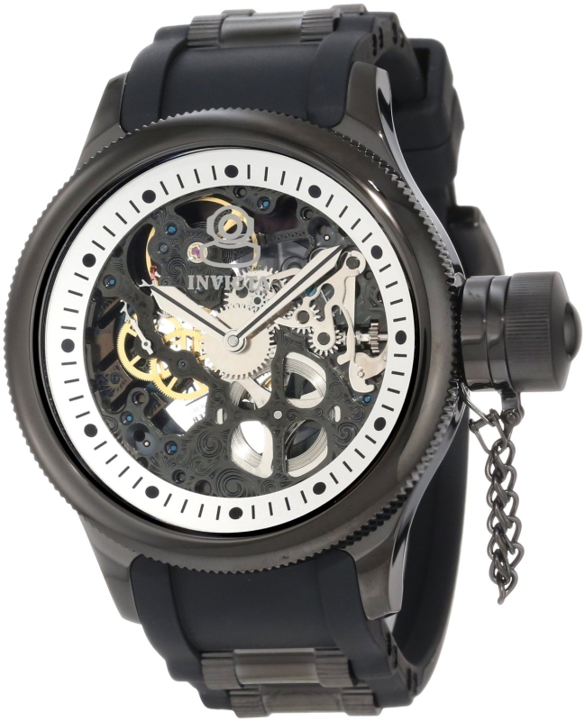 Russian Diver Stainless Steel and Black Polyurethane Mechanical Watch