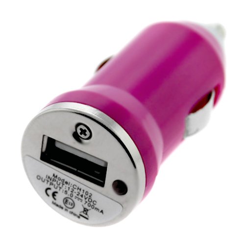 Hot Pink USB Mini Car Charger Vehicle Power Adapter